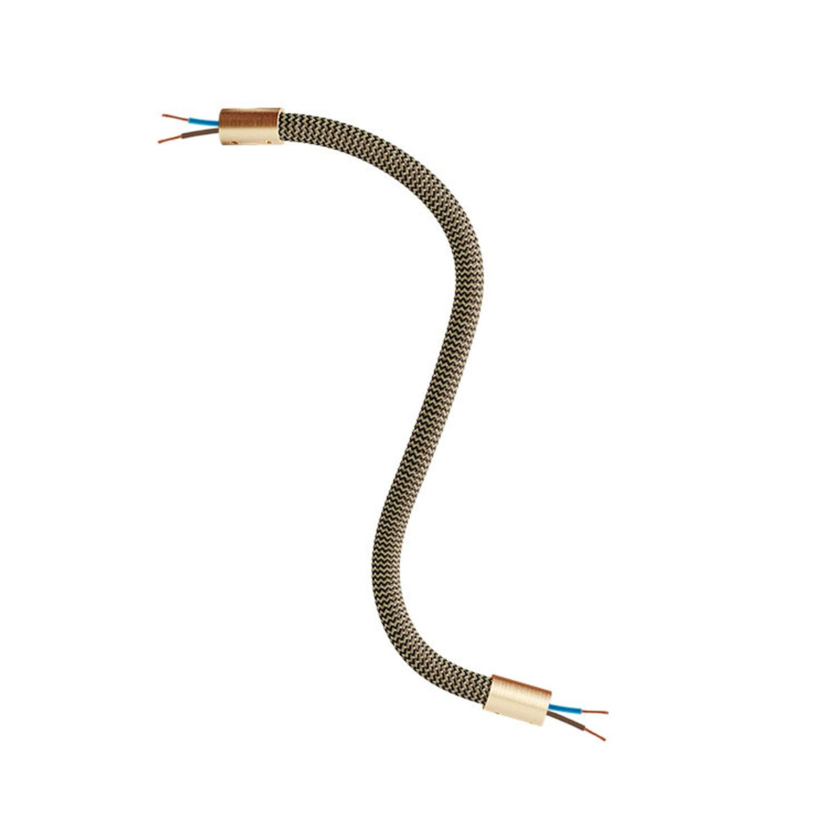 Kit Creative Flex tubo flessibile di estensione rivestito in tessuto RZ24 Nero e Oro con terminali metallici Bronzo satinato 30 cm