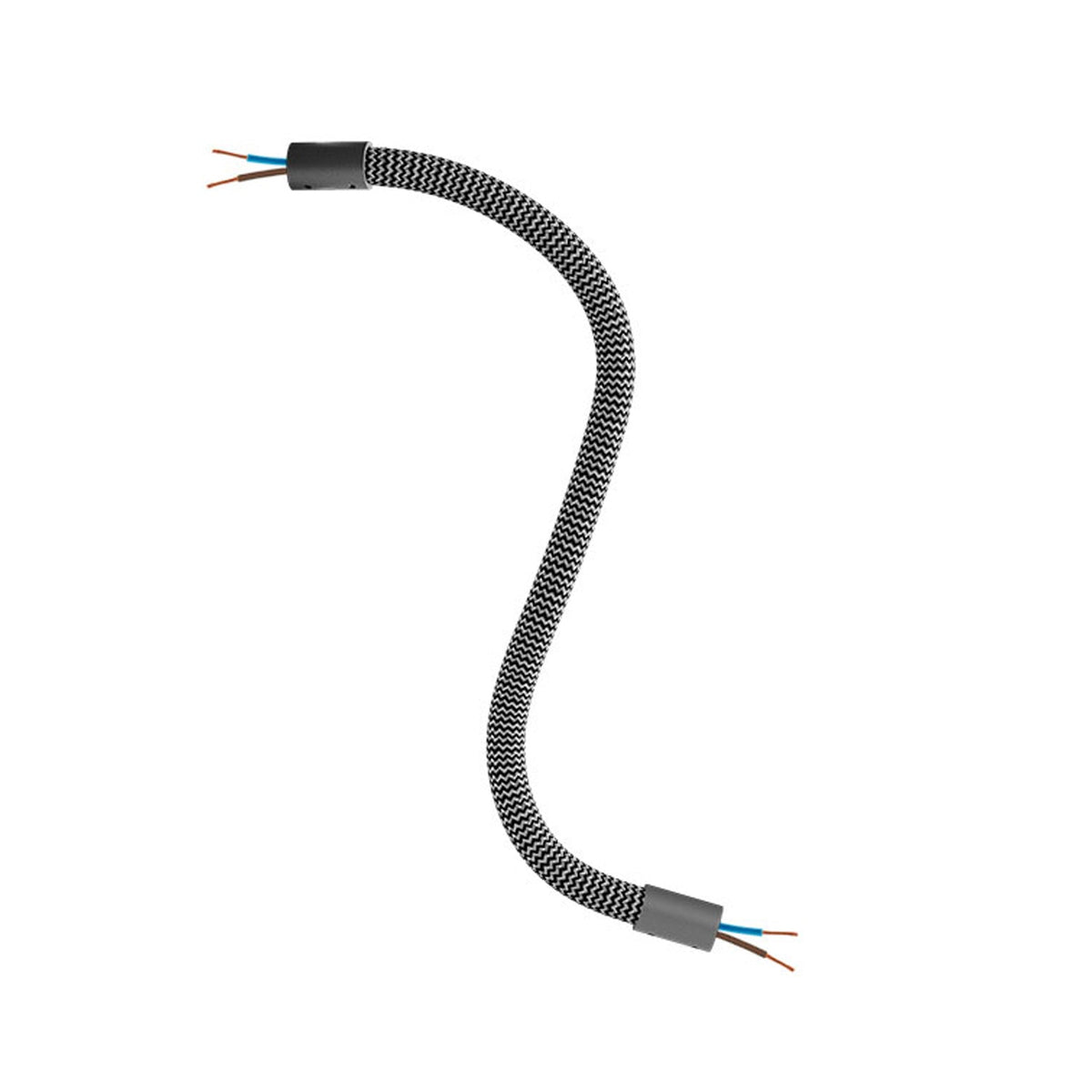 Kit Creative Flex tubo flessibile di estensione rivestito in tessuto RZ30 Nero Ferro con terminali metallici Nero 30 cm