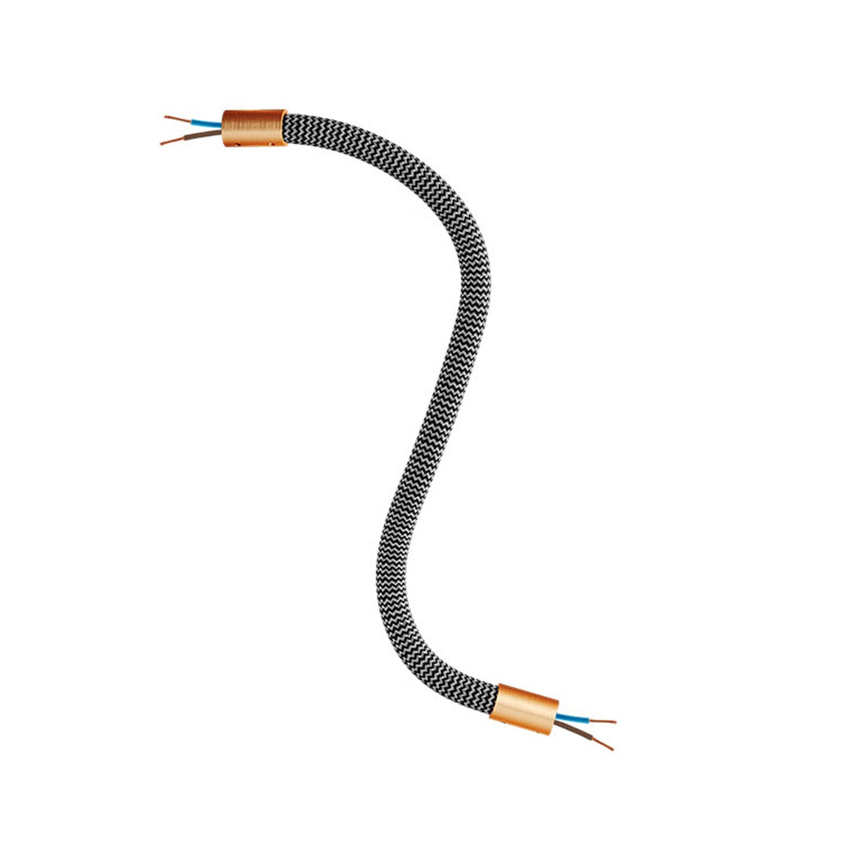 Kit Creative Flex tubo flessibile di estensione rivestito in tessuto RZ30 Nero Ferro con terminali metallici Rame satinato 30 cm