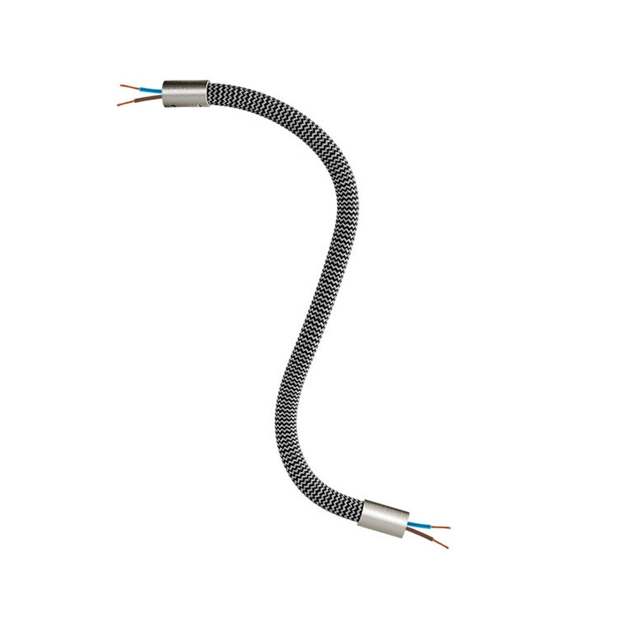 Kit Creative Flex tubo flessibile di estensione rivestito in tessuto RZ30 Nero Ferro con terminali metallici Titanio satinato 30 cm