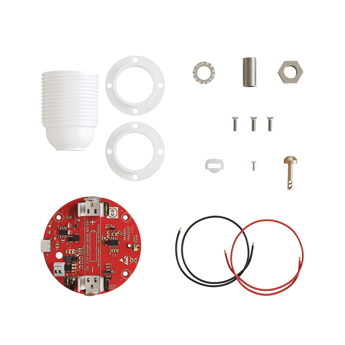 Kit elettronico per lampade a batteria 5V USB-C con portalampada E27 filettato - Bianco
