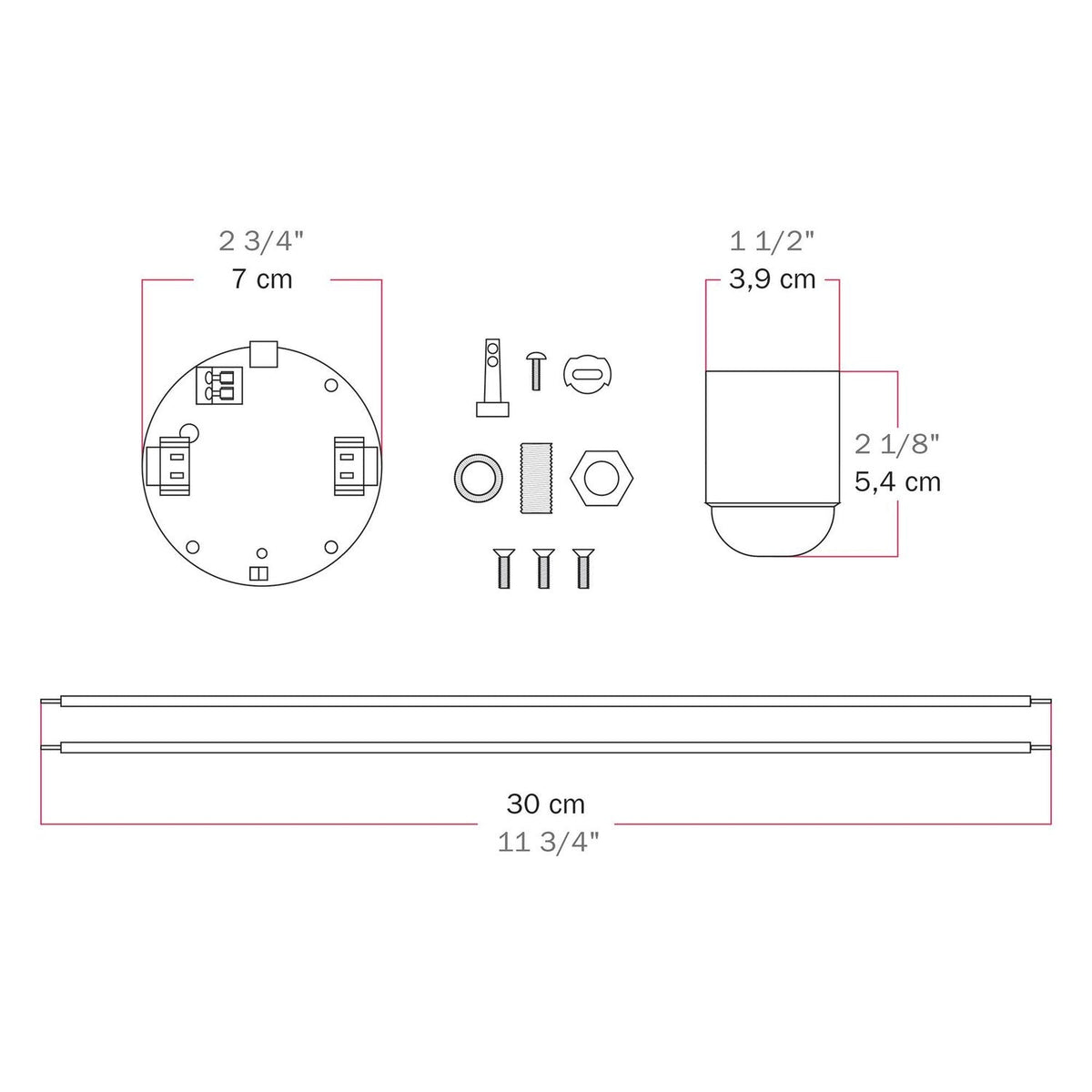 Kit elettronico per lampade a batteria 5V USB-C con portalampada E27 liscio - Nero