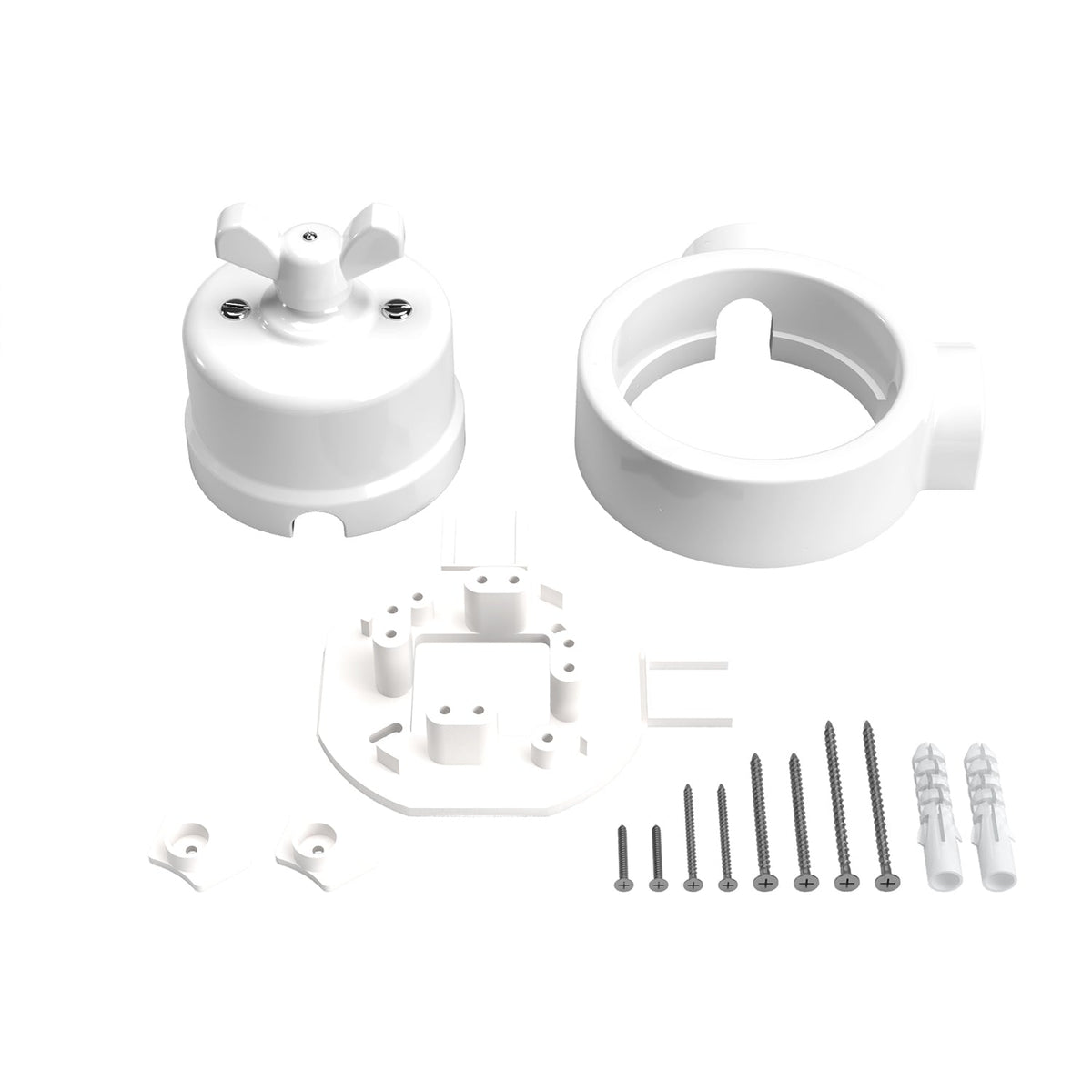 Kit interruttore/deviatore con dado a farfalla e base per Creative-Tubes in porcellana bianca Bianco 2