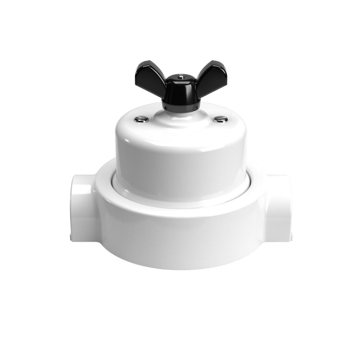 Kit interruttore/deviatore con dado a farfalla e base per Creative-Tubes in porcellana bianca Nero 2 in linea