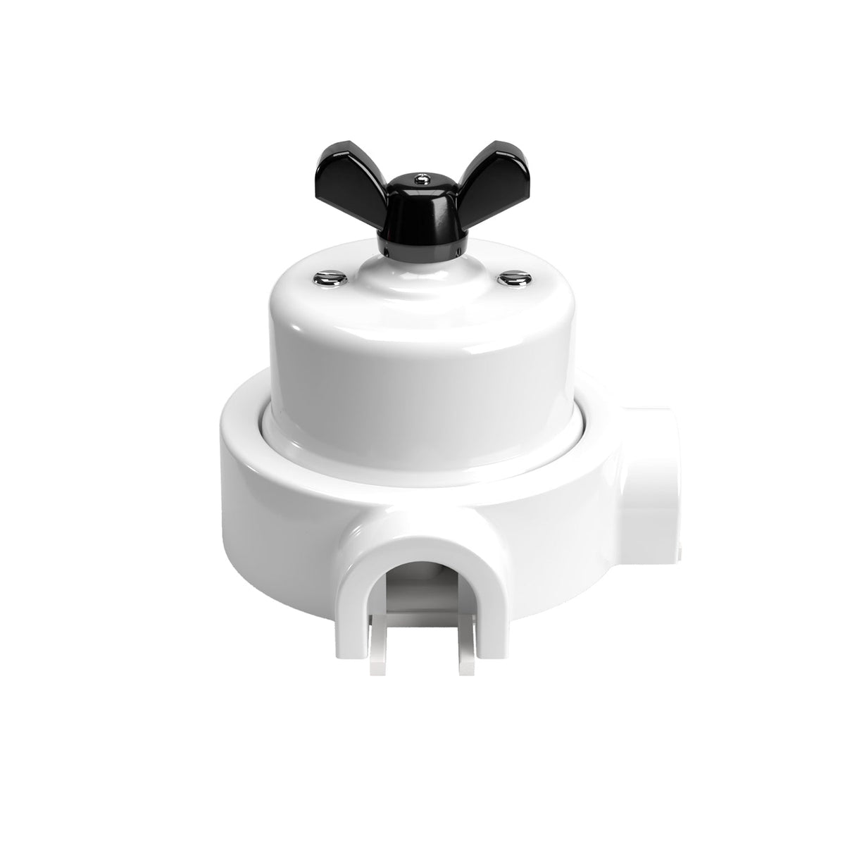 Kit interruttore/deviatore con dado a farfalla e base per Creative-Tubes in porcellana bianca Nero 2