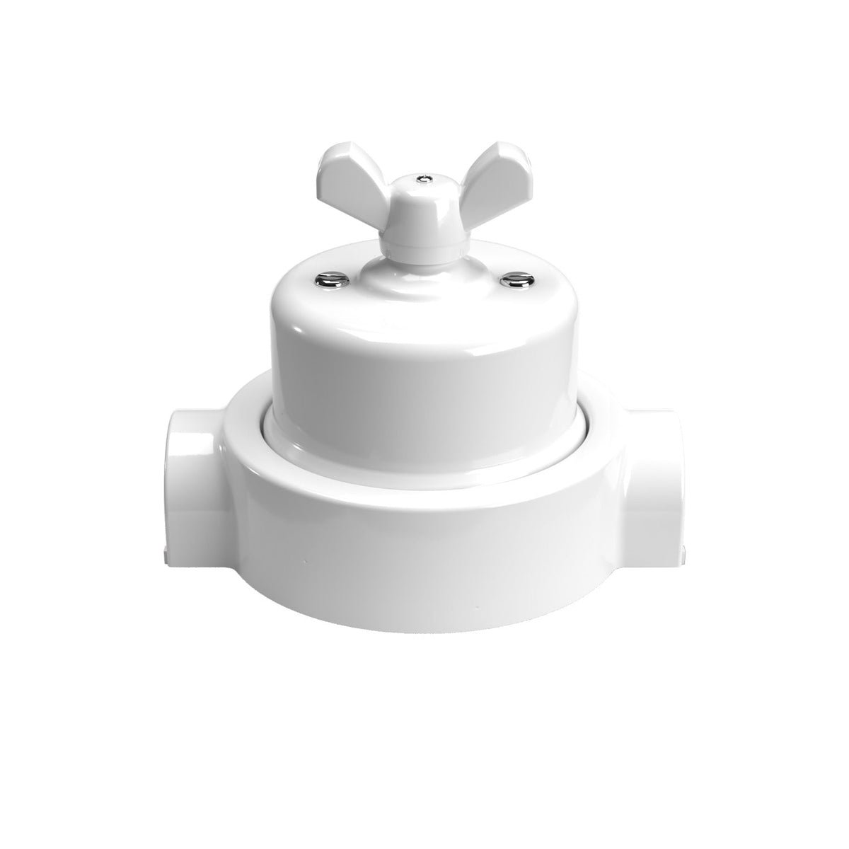 Kit interruttore/deviatore con dado a farfalla e base per Creative-Tubes in porcellana bianca Bianco 2 in linea