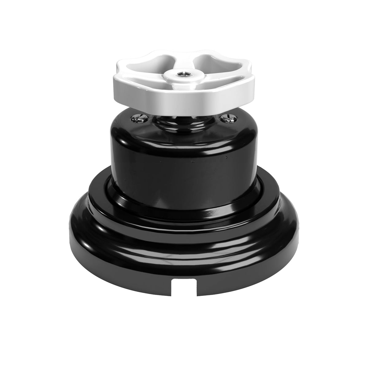 Kit interruttore/deviatore con manopola e base in porcellana nera Bianco