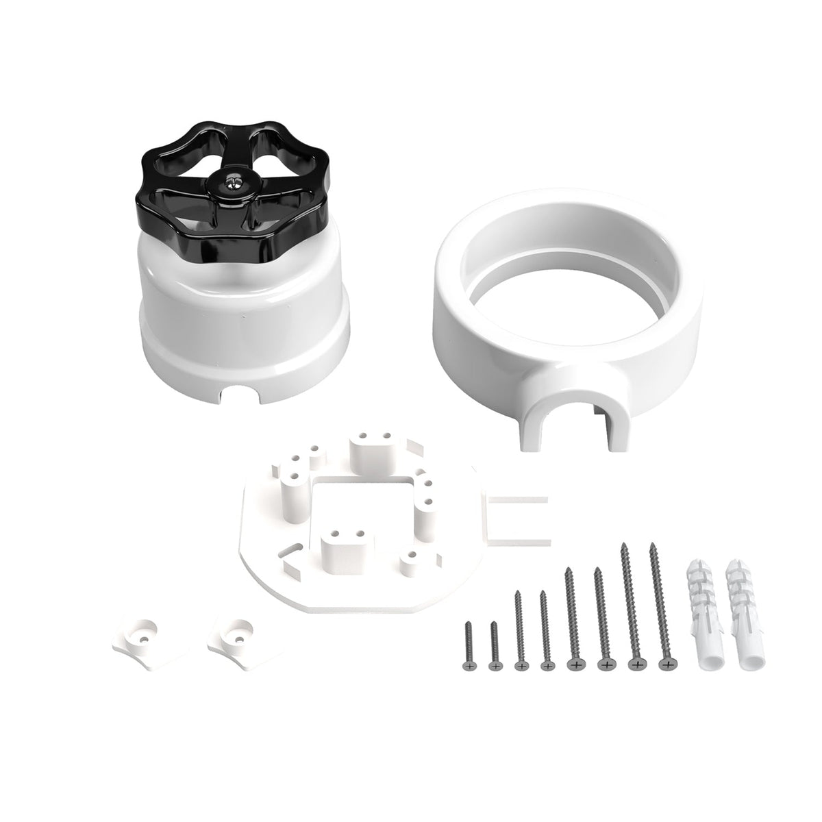 Kit interruttore/deviatore con manopola e base per Creative-Tubes in porcellana bianca Nero 1