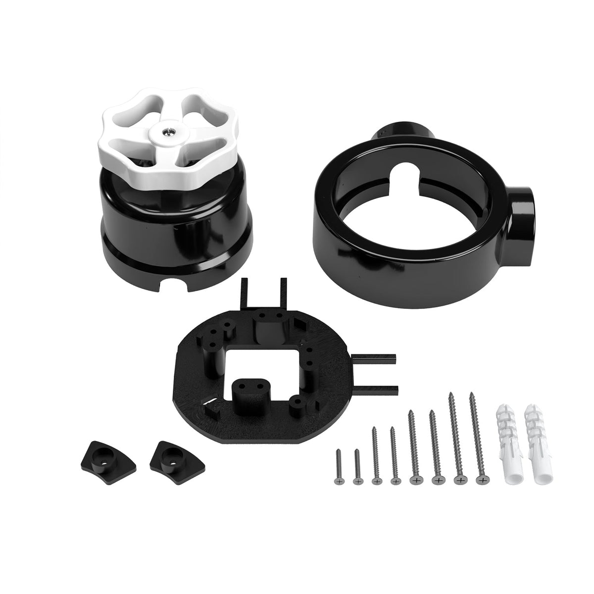 Kit interruttore/deviatore con manopola e base per Creative-Tubes in porcellana nera Bianco 2