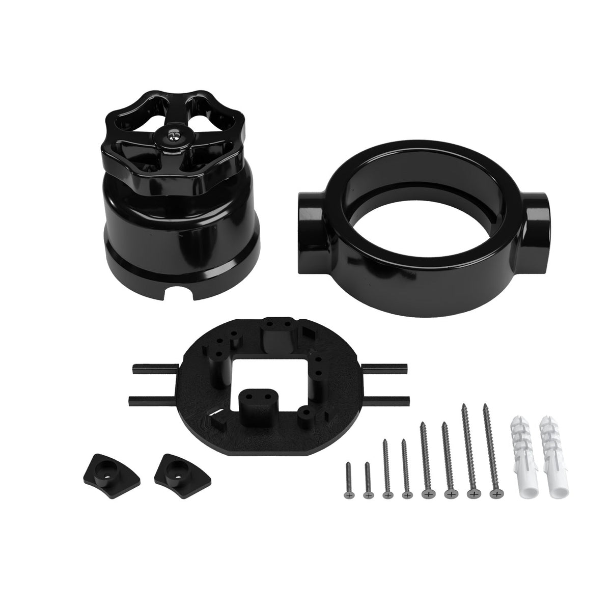 Kit interruttore/deviatore con manopola e base per Creative-Tubes in porcellana nera Nero 2 in linea