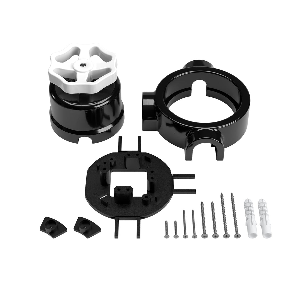 Kit interruttore/deviatore con manopola e base per Creative-Tubes in porcellana nera Bianco 3