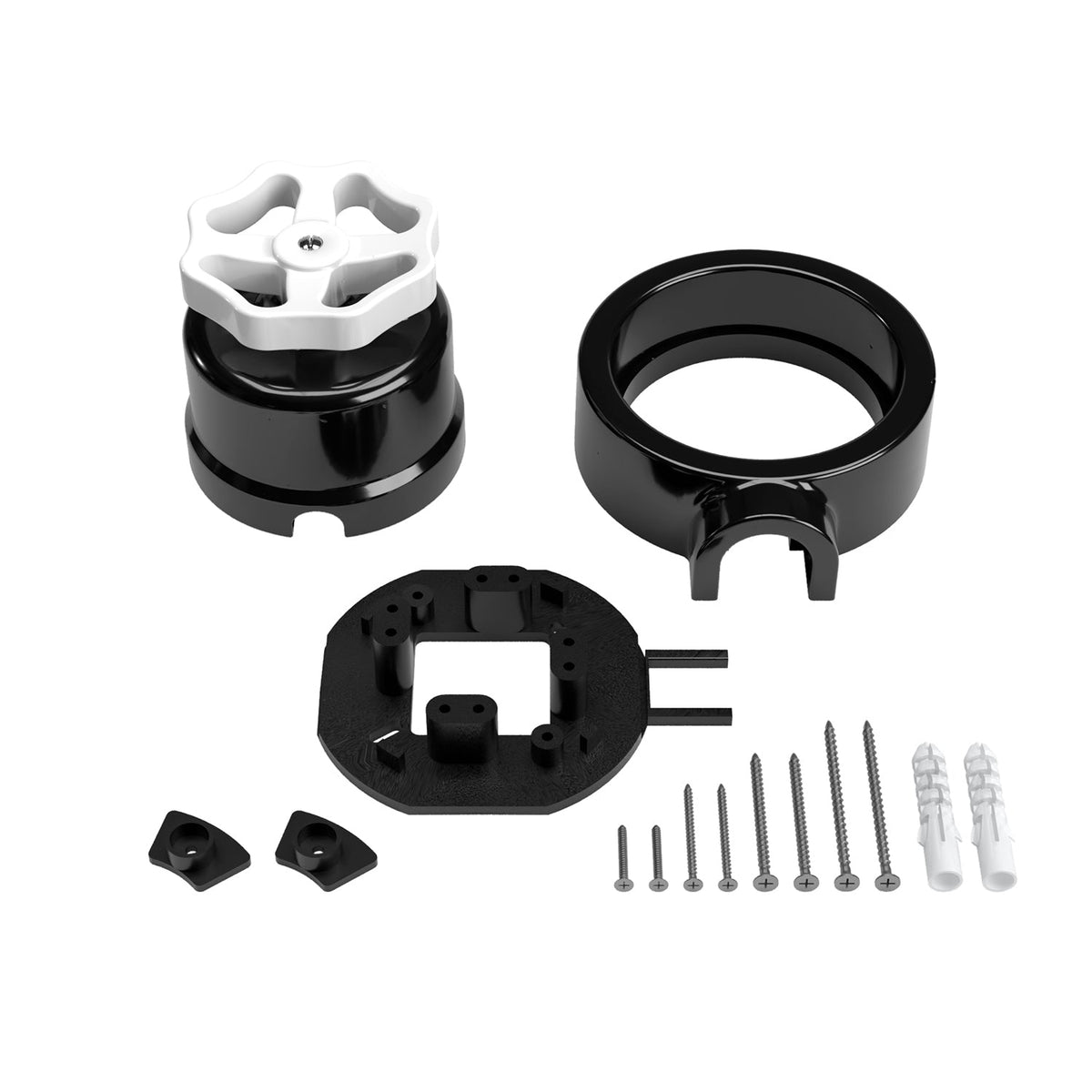 Kit interruttore/deviatore con manopola e base per Creative-Tubes in porcellana nera Bianco 1