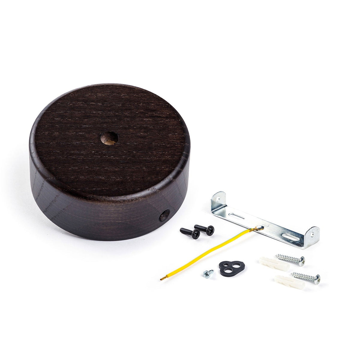 Kit Mini rosone cilindrico in legno a 1 foro centrale - Effetto Wengé