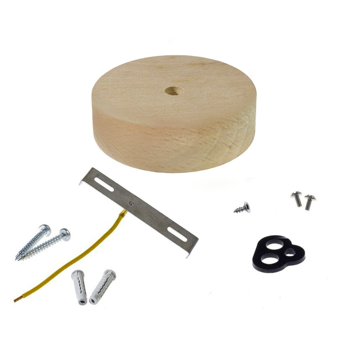 Kit Mini rosone cilindrico in legno a 1 foro centrale - Neutro