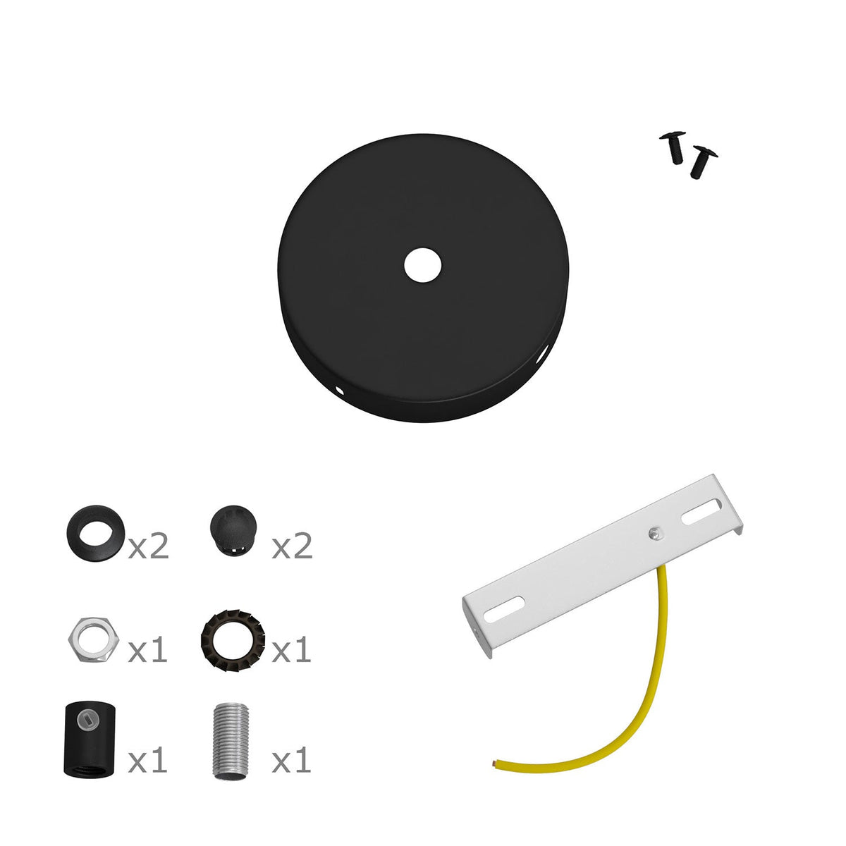 Kit Mini rosone cilindrico in metallo a 1 foro centrale e 2 laterali - Nero Cilindrico