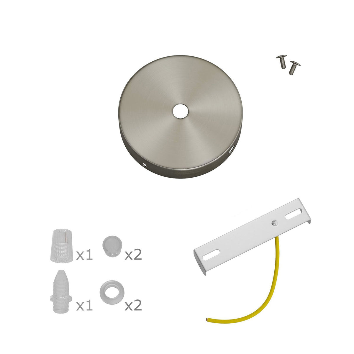 Kit Mini rosone cilindrico in metallo a 1 foro centrale e 2 laterali - Titanio satinato Conico