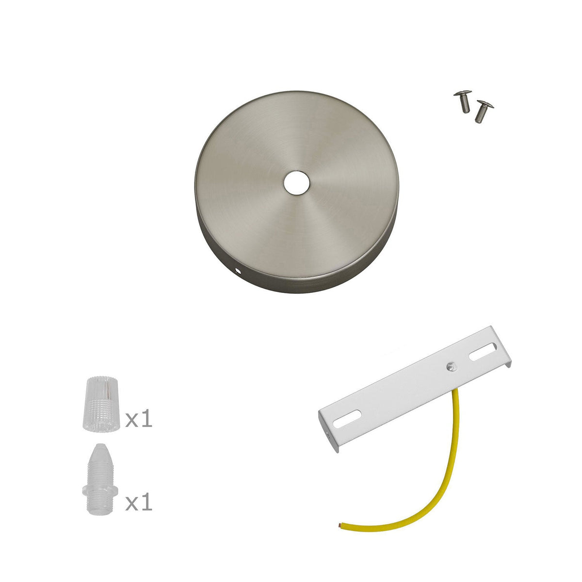 Kit Mini Rosone cilindrico in metallo a 1 foro centrale - Titanio satinato Conico