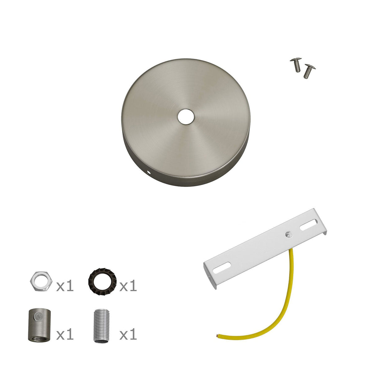 Kit Mini Rosone cilindrico in metallo a 1 foro centrale - Titanio satinato Cilindrico
