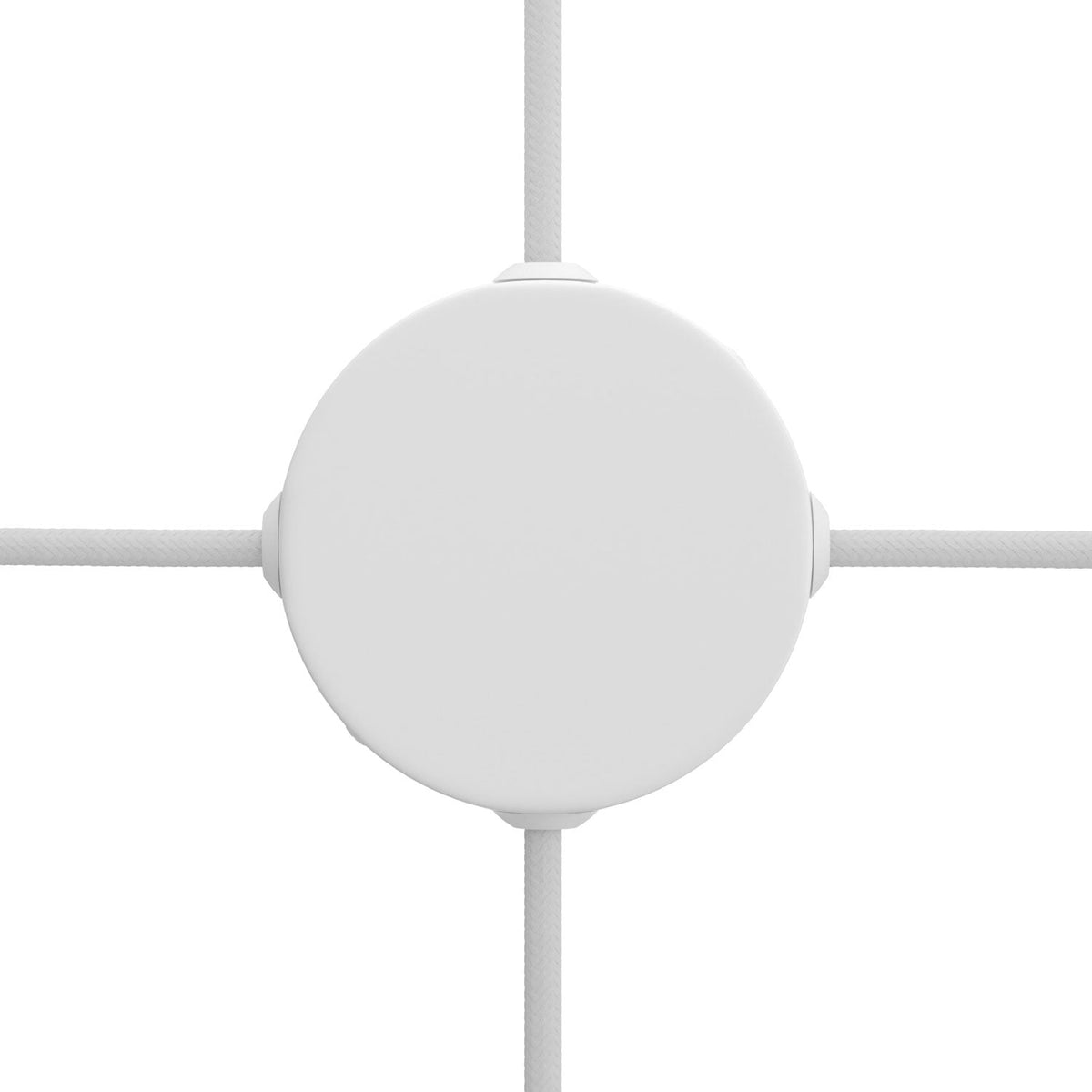 Kit Mini rosone cilindrico in metallo a 4 fori laterali (scatola di derivazione) - Bianco opaco