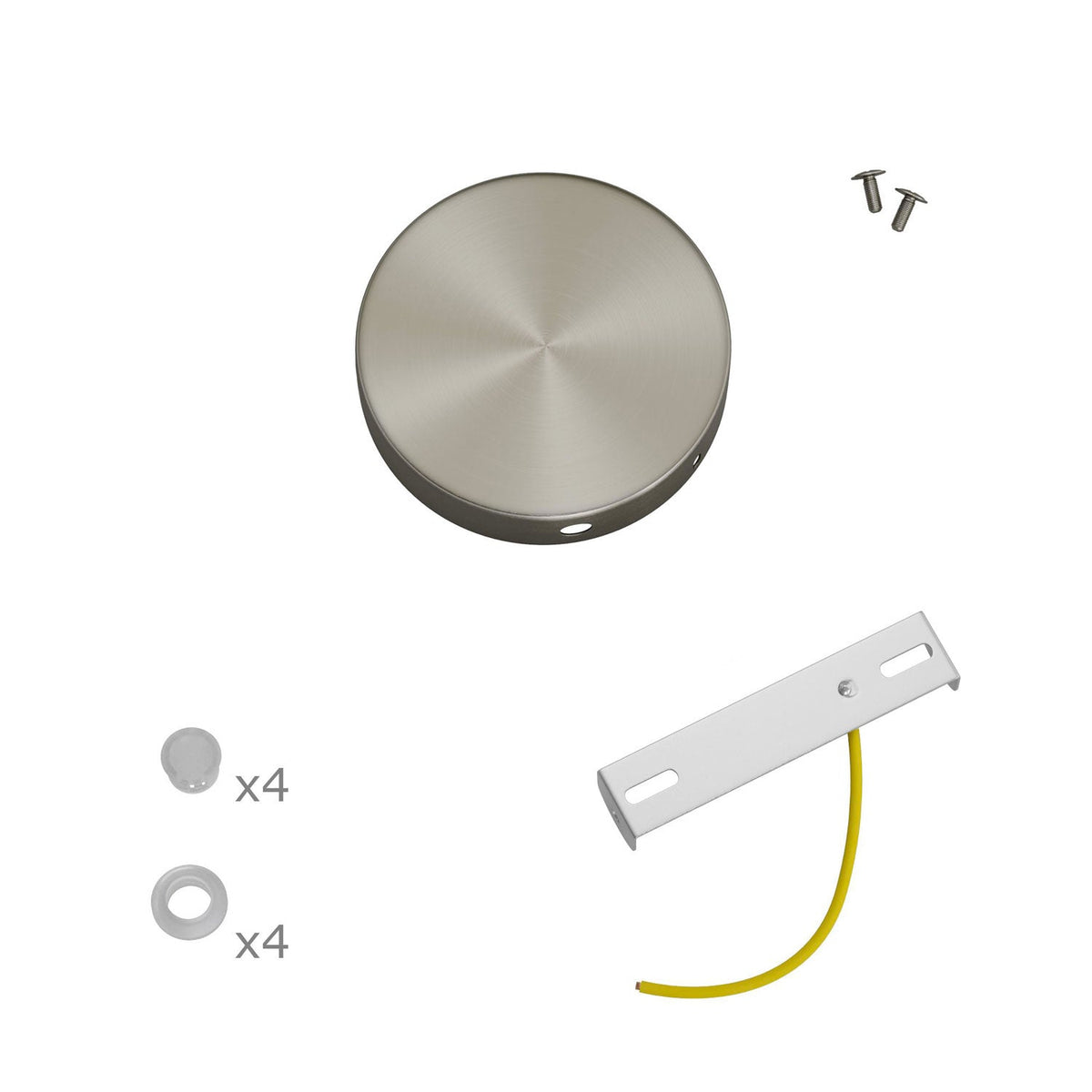 Kit Mini rosone cilindrico in metallo a 4 fori laterali (scatola di derivazione) - Titanio satinato