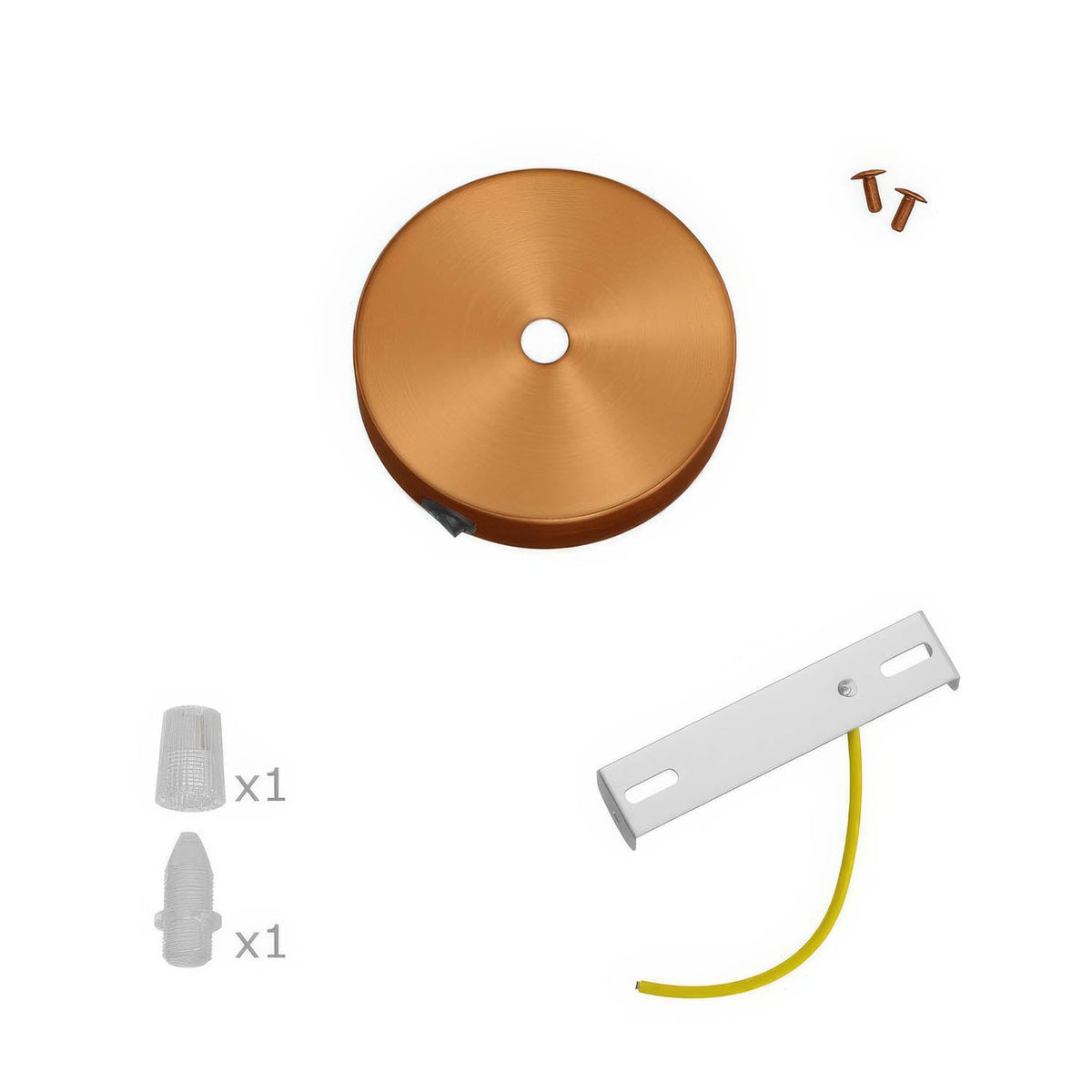 Kit mini rosone cilindrico in metallo con interruttore - Rame satinato