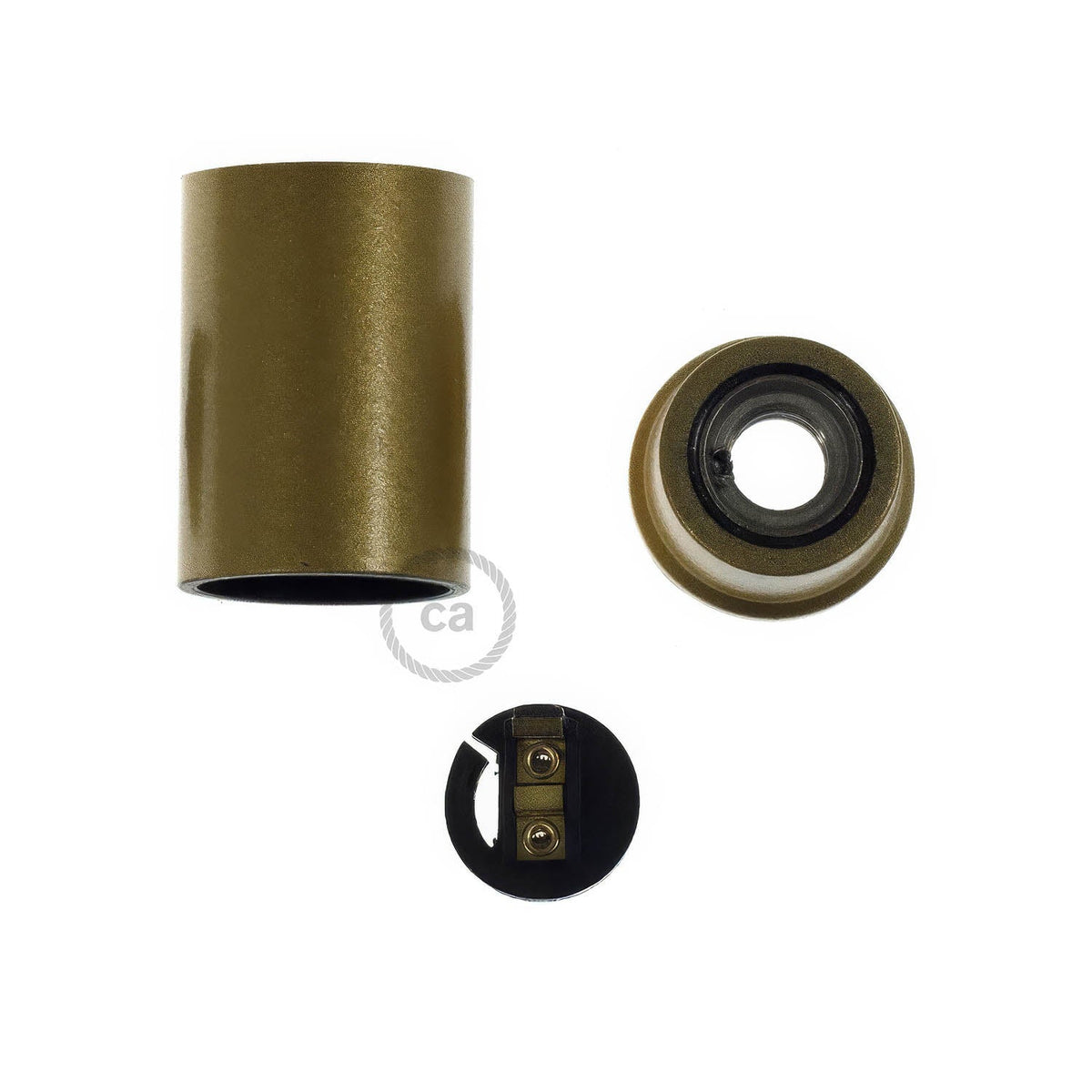 Kit portalampada E14 in bakelite - Oro