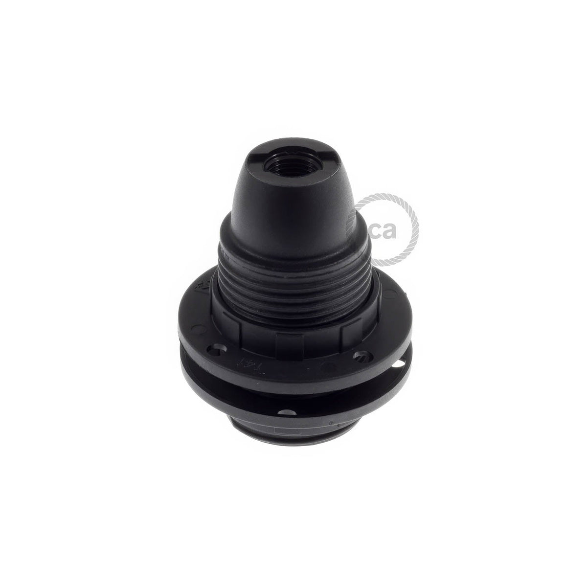 Kit portalampada E14 in termoplastica con doppia ghiera per paralume - Nero