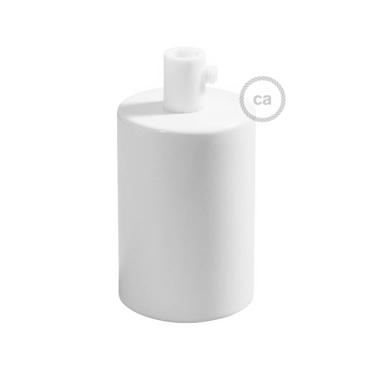 Kit portalampada E27 cilindrico in metallo - Bianco lucido Cilindrico