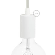Kit portalampada E27 cilindrico in metallo - Bianco lucido Conico