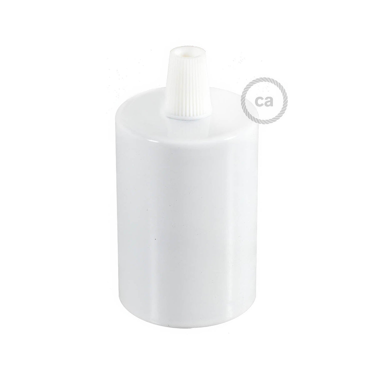 Kit portalampada E27 cilindrico in metallo - Bianco lucido Conico