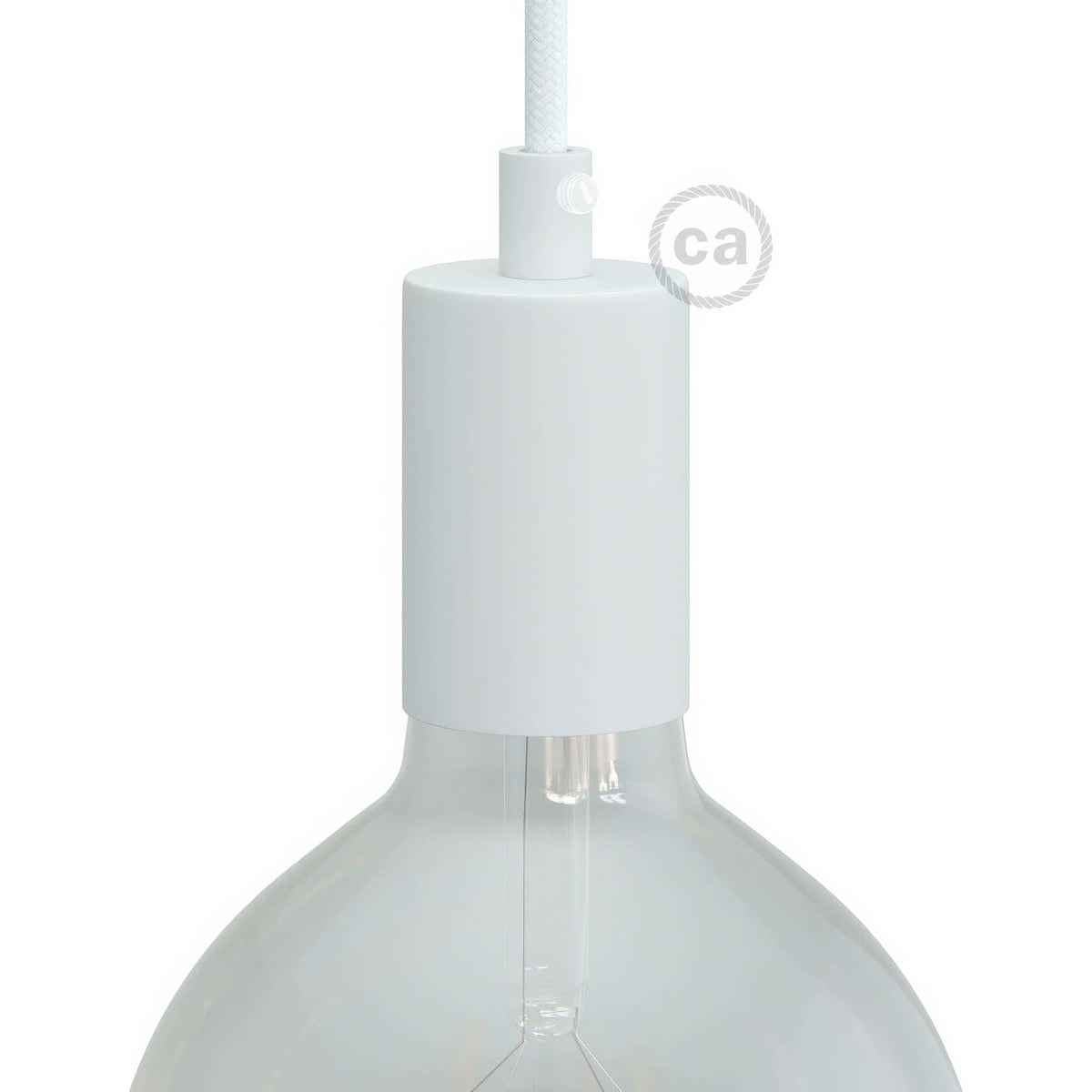 Kit portalampada E27 cilindrico in metallo - Bianco opaco Cilindrico