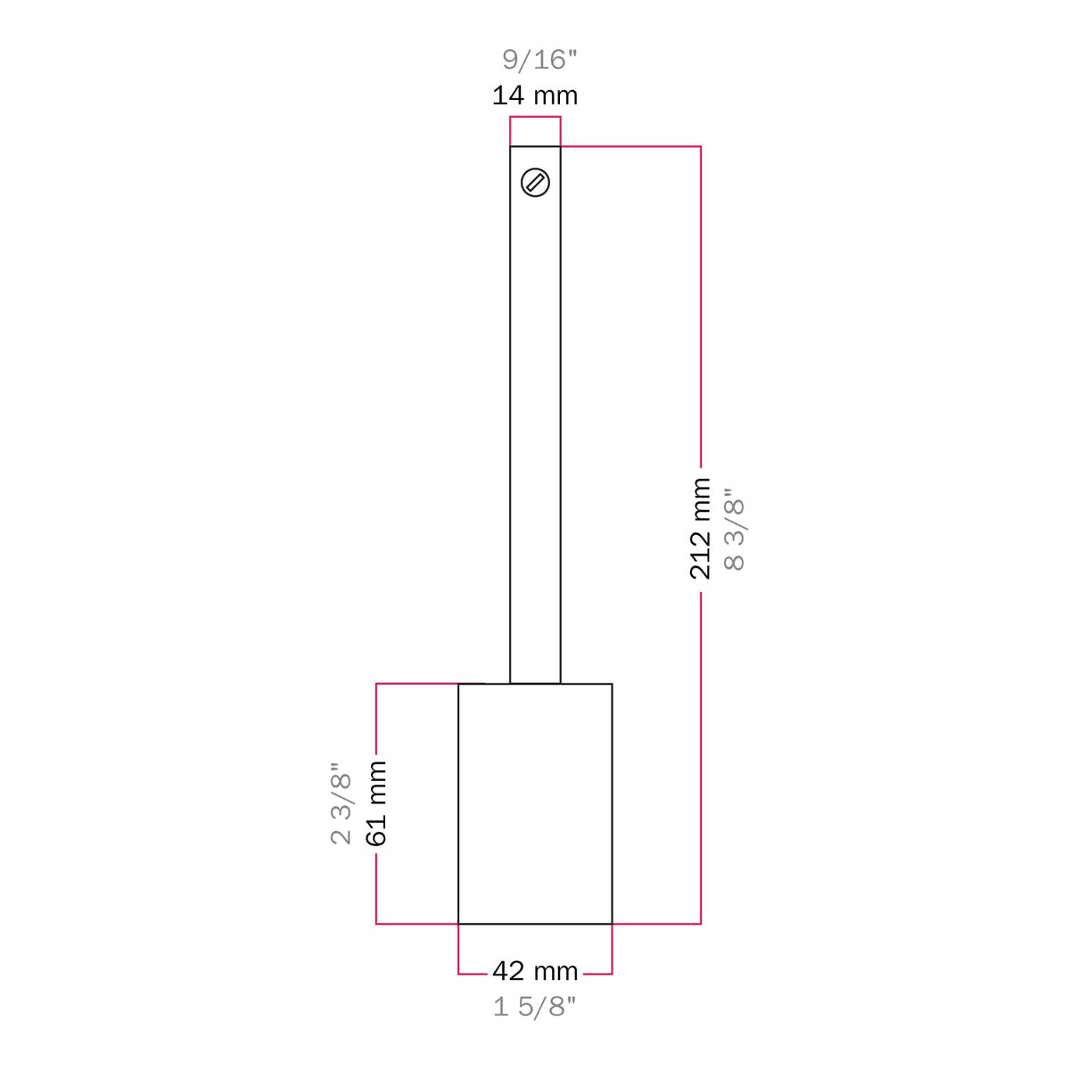 Kit portalampada E27 cilindrico in metallo con serracavo da 15 cm - Titanio satinato