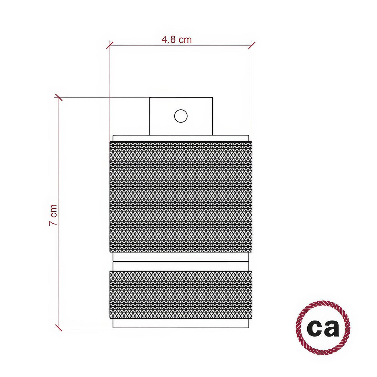 Kit portalampada E27 in alluminio zigrinato a doppia ghiera per paralume - Rame