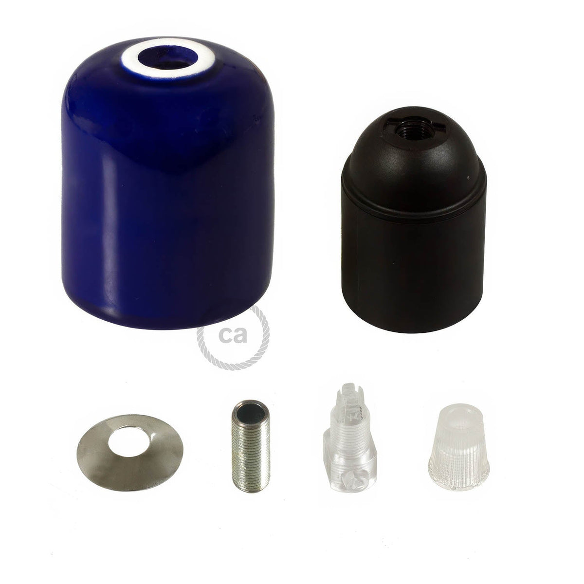 Kit portalampada E27 in ceramica - Blu