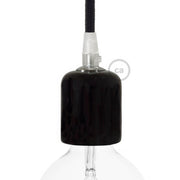 Kit portalampada E27 in ceramica - Nero