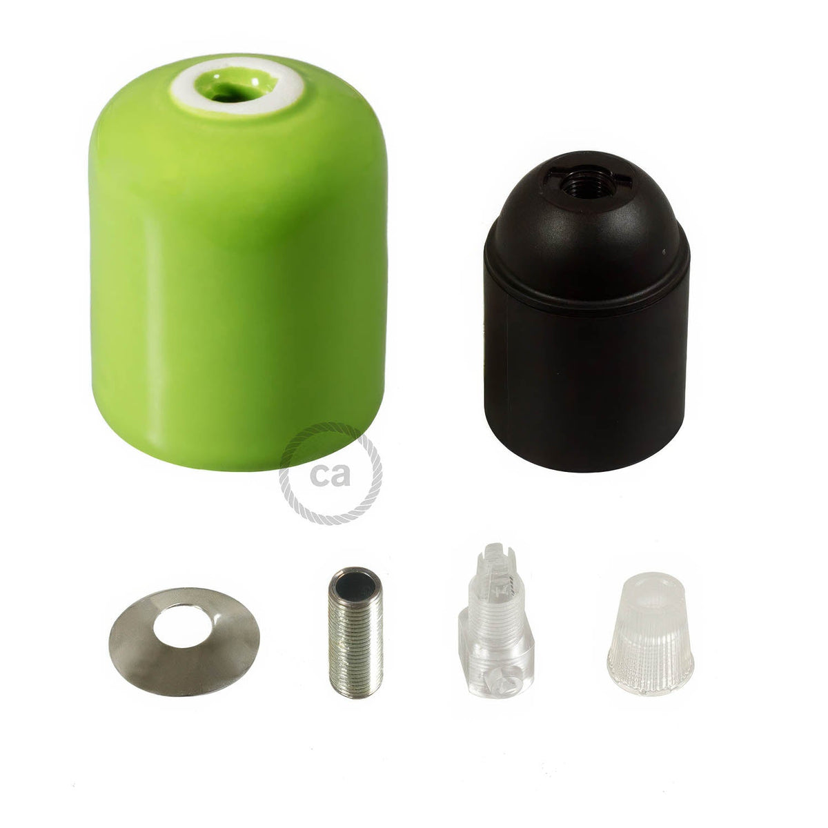 Kit portalampada E27 in ceramica - Verde pistacchio
