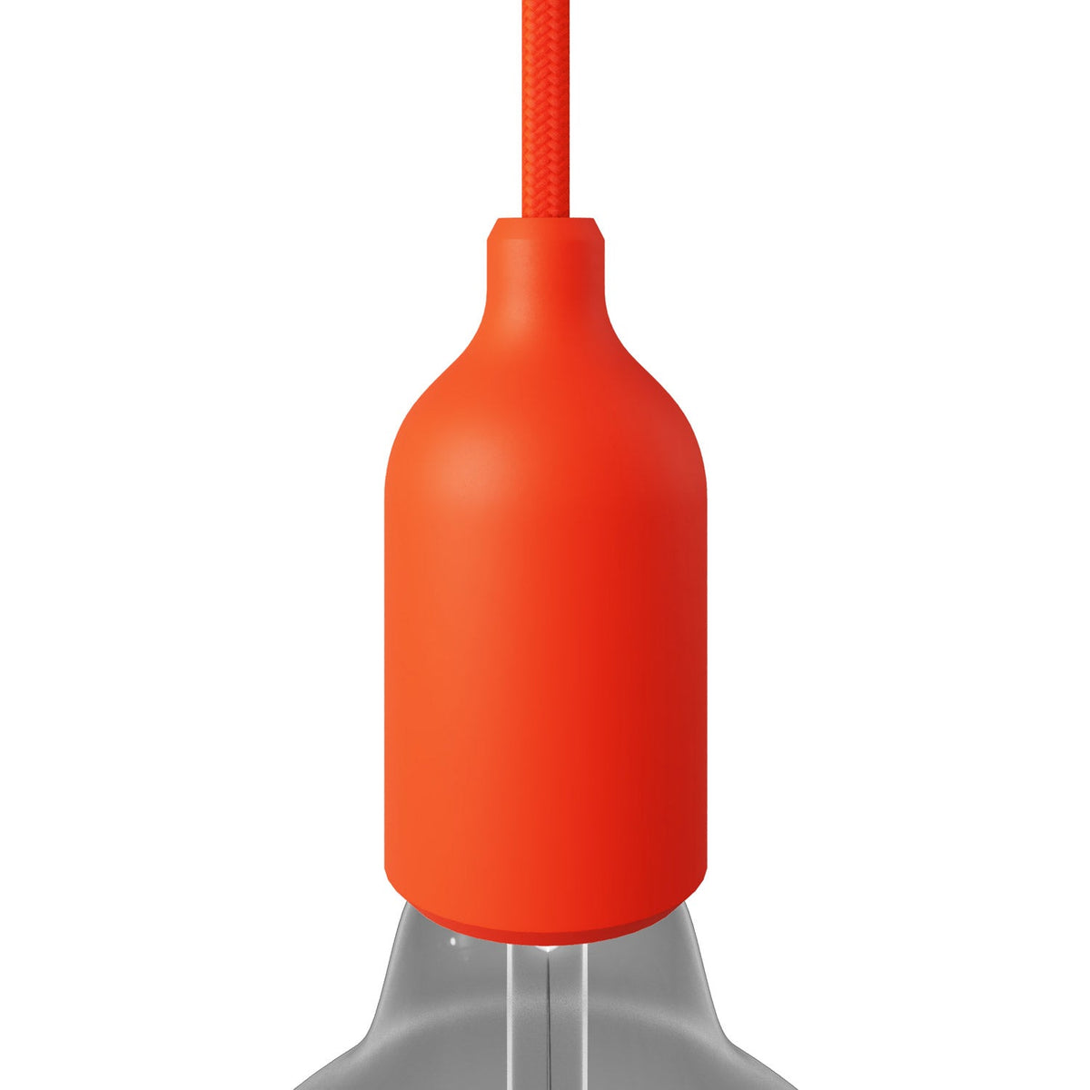 Kit portalampada E27 in silicone con serracavo nascosto - Arancione