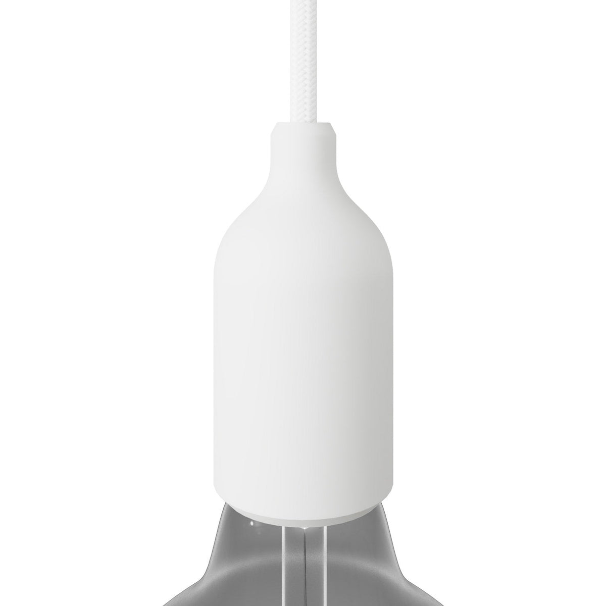 Kit portalampada E27 in silicone con serracavo nascosto - Bianco