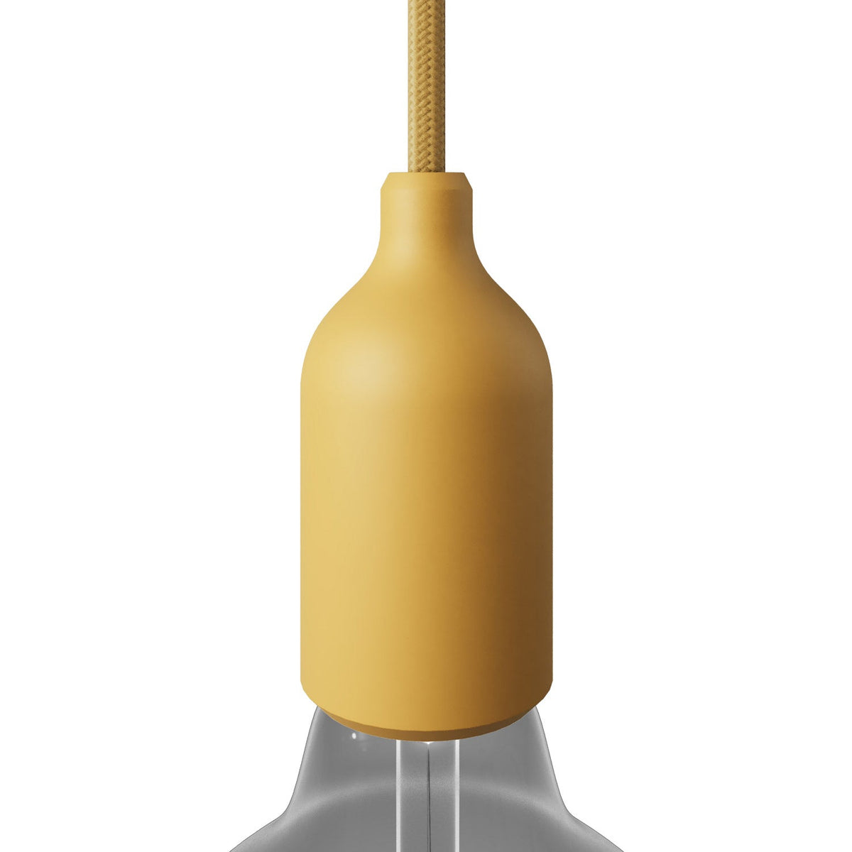 Kit portalampada E27 in silicone con serracavo nascosto - Mostarda