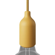 Kit portalampada E27 in silicone con serracavo nascosto - Mostarda