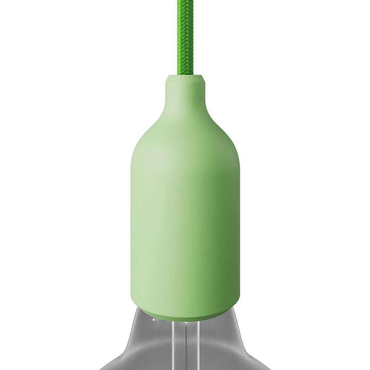 Kit portalampada E27 in silicone con serracavo nascosto - Verde prato