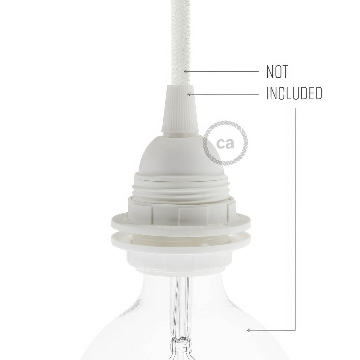 Kit portalampada E27 in termoplastica con doppia ghiera per paralume - Bianco