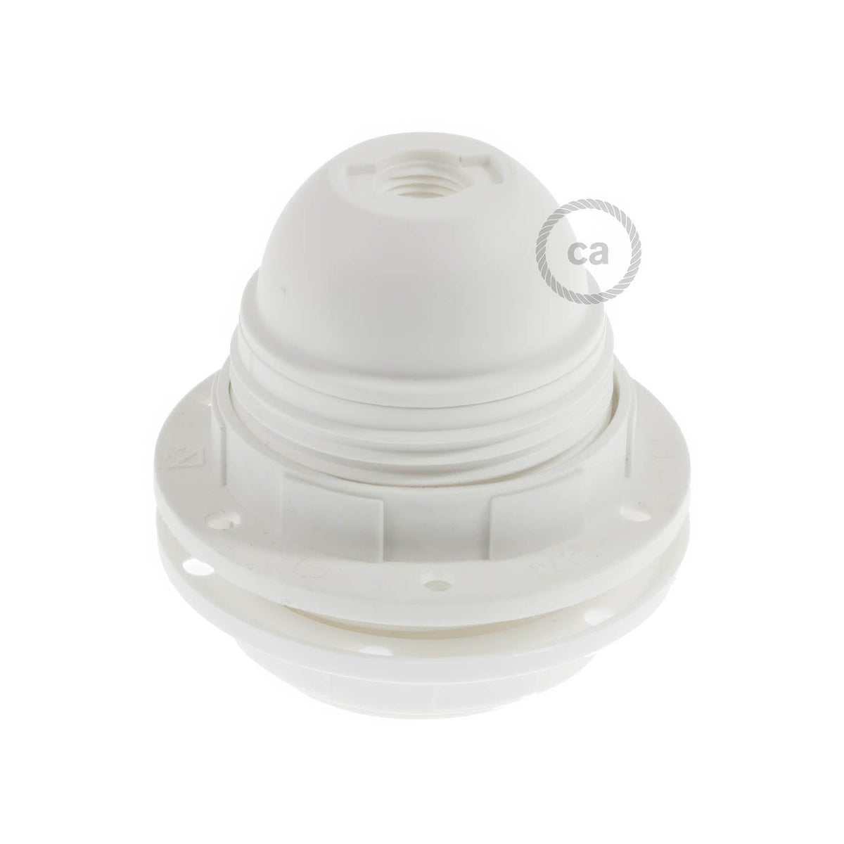 Kit portalampada E27 in termoplastica con doppia ghiera per paralume - Bianco