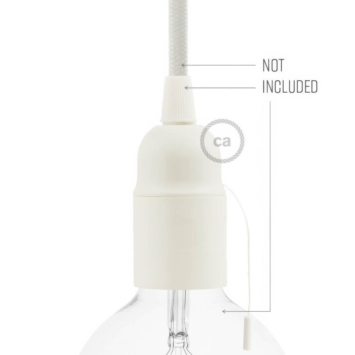 Kit portalampada E27 in termoplastica con interruttore a tirante - Bianco