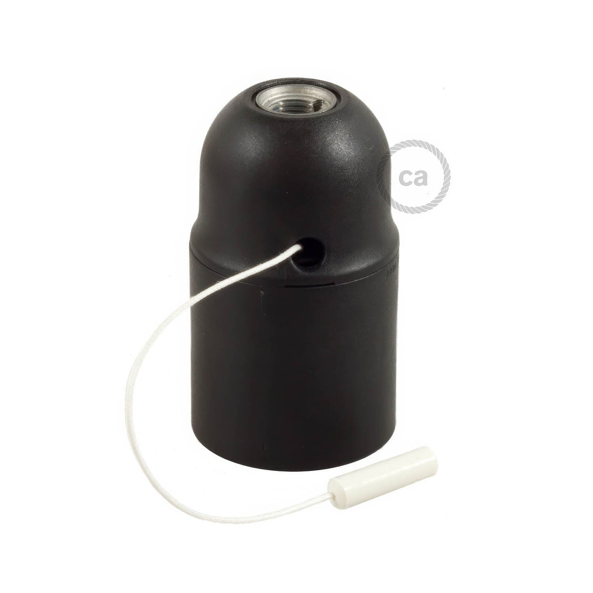 Kit portalampada E27 in termoplastica con interruttore a tirante - Nero