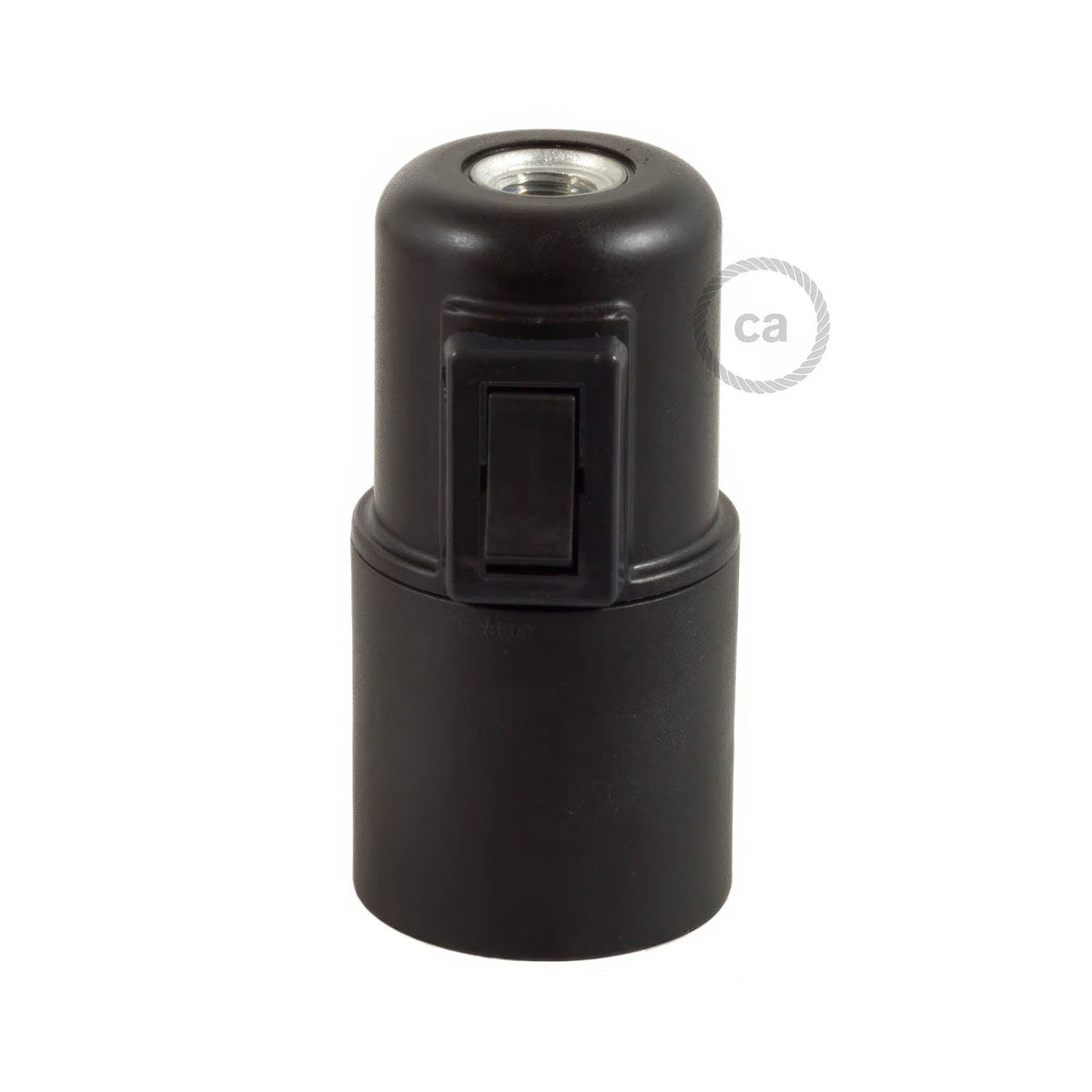 Kit portalampada E27 in termoplastica con interruttore - Nero