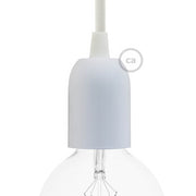 Kit portalampada E27 semisferico in metallo - Bianco lucido
