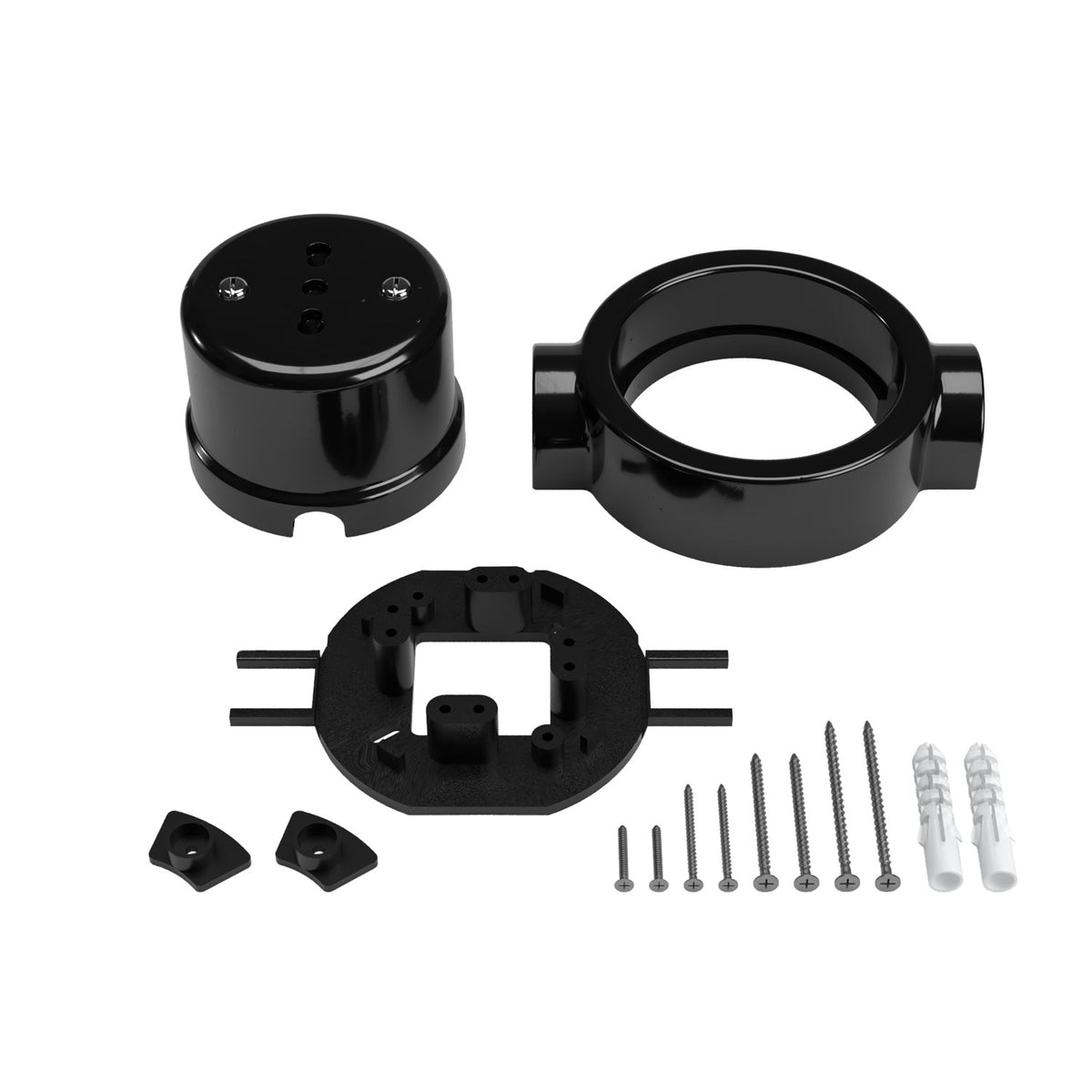 Kit presa bipasso italiana 10/16A da parete e base per Creative-Tubes in porcellana - Nero 2 in linea