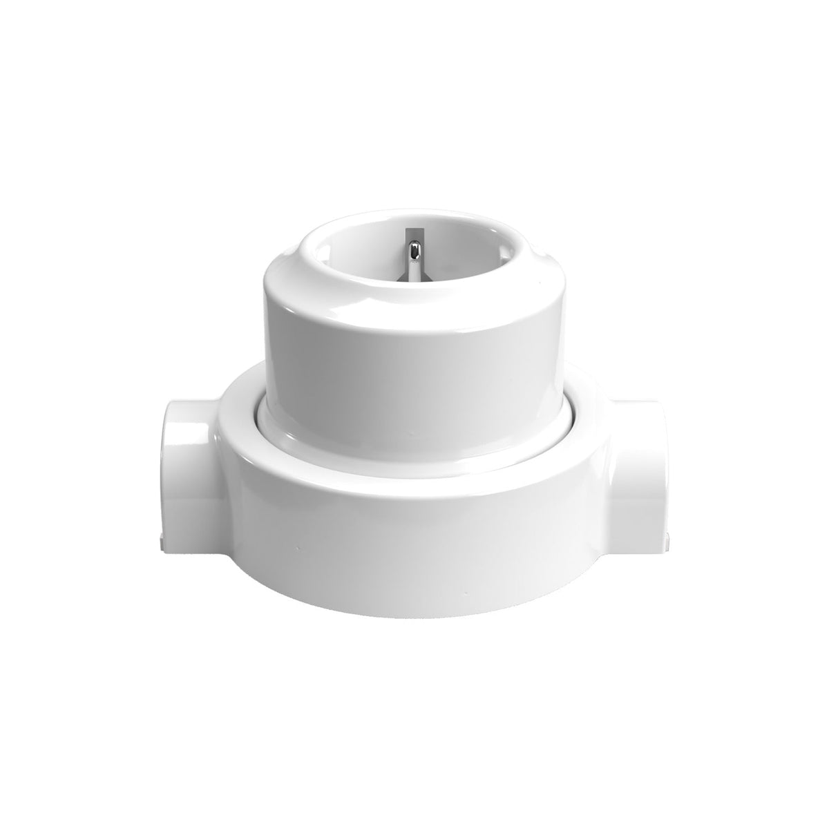 Kit presa Schuko da parete e base per Creative-Tubes in porcellana - Bianco 2 in linea