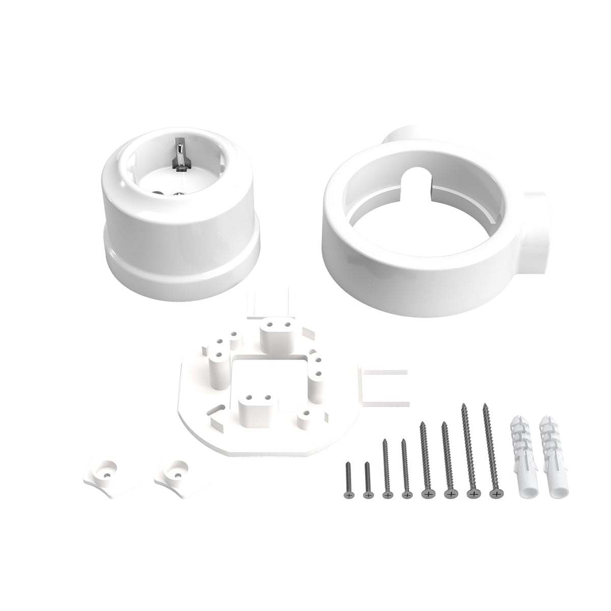 Kit presa Schuko da parete e base per Creative-Tubes in porcellana - Bianco 2
